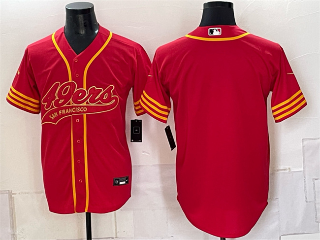 Men's Red Gold San Francisco 49ers Blank Cool Base Stitched Baseball Jersey